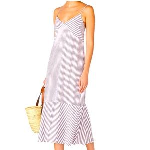 NEW Club Monaco Casual Stripe Maxi Dress Brown White Cami Size 8 NWOT